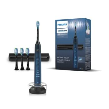 Philips Sonicare Cepillo dental eléctrico sónico DiamondClean serie 9000 Edición Especial: 4x C3 Premium Plaque Control Brush Head, azul oscuro (modelo HX9911/89)